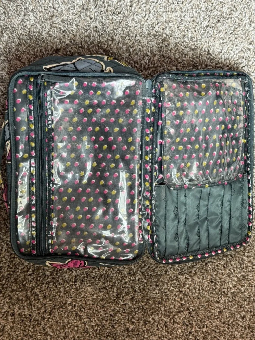 Vera Bradley Bengal Lily Charcoal Floral Large Blush & Brush Case